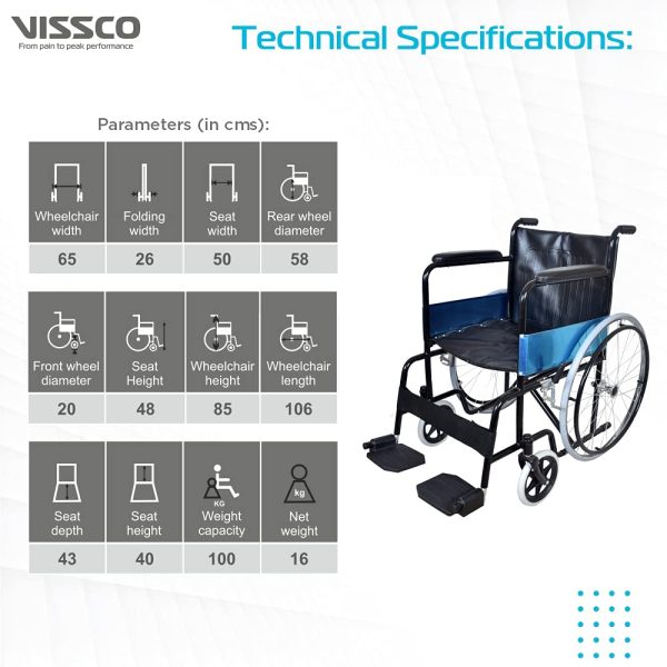 Vissco Rodeo Plus Wheelchair With Fixed Handle - Image 2