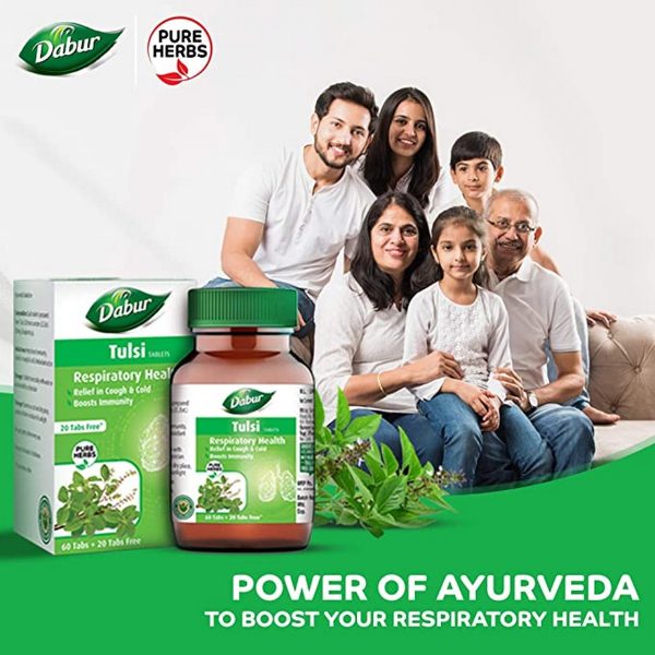Dabur Pure Herbs Respiratory Health Tulsi Tablets (60 tablets) - Image 4