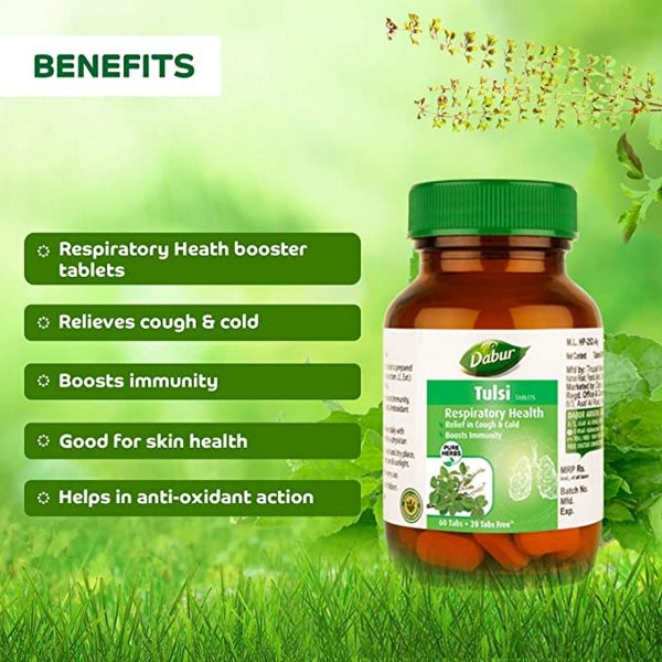 Dabur Pure Herbs Respiratory Health Tulsi Tablets (60 tablets) - Image 5
