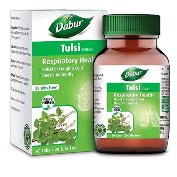 Dabur Pure Herbs Respiratory Health Tulsi Tablets (60 tablets)