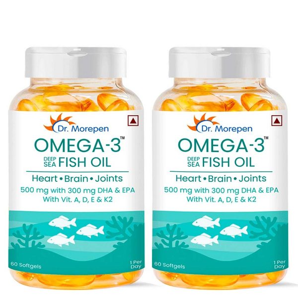 Dr. Morepen Omega-3 Deep Sea Fish Oil, Pack of 2 (500 mg)