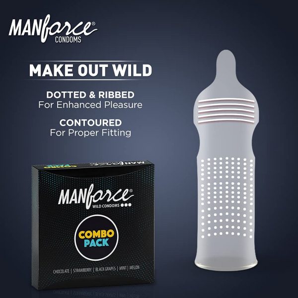 Manforce 3 in 1 Condoms Combo Pack, Assorted Flavours - 20 Pieces - Image 3