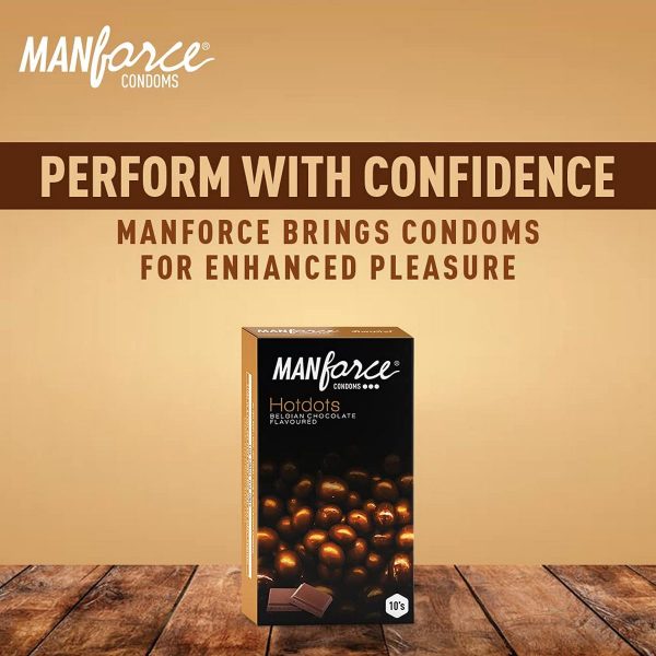 Manforce Premium Hotdots Belgian Chocolate Condoms with Bigger Dots - 10s (Pack of 2) - Image 3