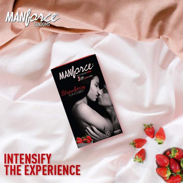 Manforce Wild 3 in 1 Strawberry Condoms (4 Pack's of 10) - Image 6