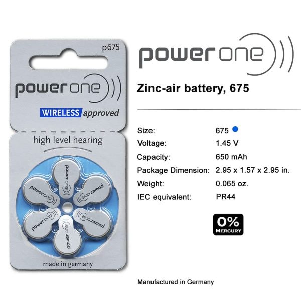 Power One Size 675 Hearing Aid Batteries - Image 2