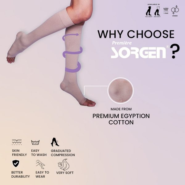 Sorgen Premiere Cotton Compression Stockings (Class 2 Knee length) - Image 3