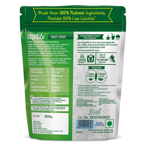 Sugarlite 50% Less Calories Sugar Pouch (500 gm) - Image 2