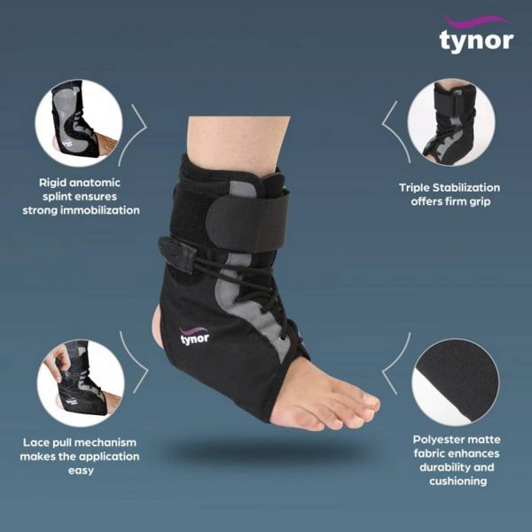 Tynor Ankle Brace With Lace, Black (1 Unit) - Image 3