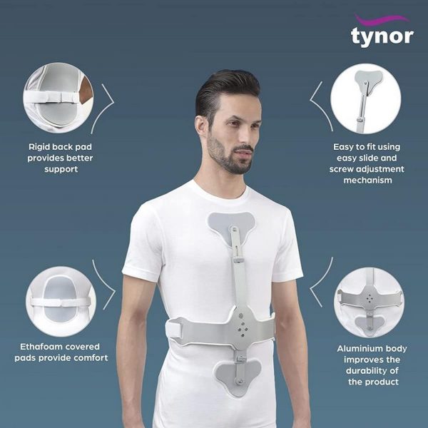 Tynor Ash Hyper Extension Brace, Silver (1 Set) - Image 3