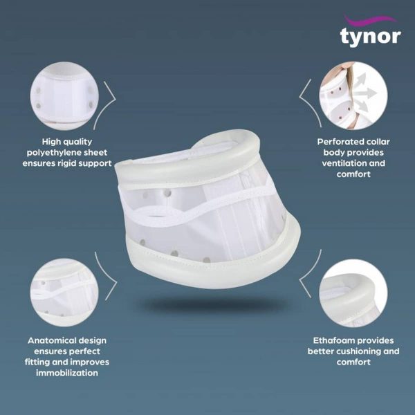 Tynor Cervical Collar Hard Adjustable, White (1 Unit) - Image 2