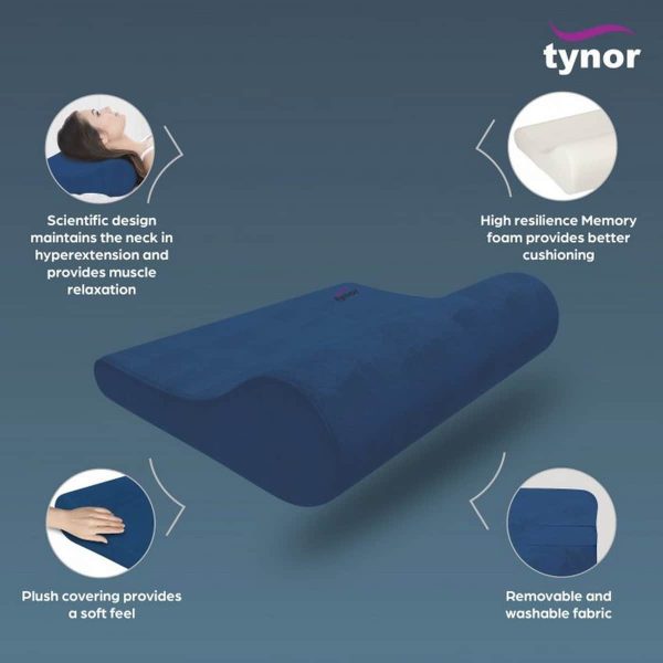 Tynor Cervical Pillow Regular Memory Foam, Blue, Universal Size (1 Unit) - Image 3