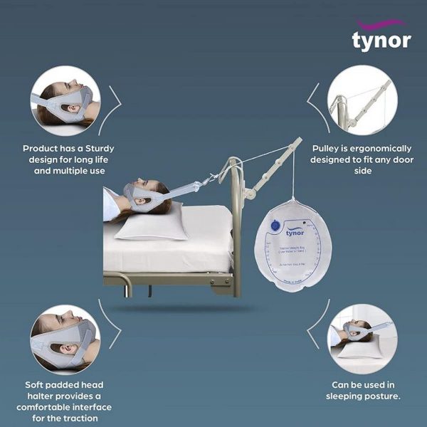 Tynor Cervical Traction Kit (Sleeping) With Weight Bag, Grey (1 Set) - Image 3