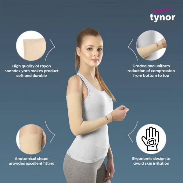 Tynor Compression Garment Arm Sleeve, Beige (Unit) - Image 2