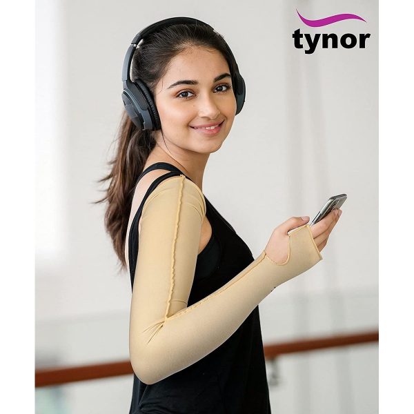Tynor Compression Garment Arm Sleeve With Shoulder Cover, Beige (1 Unit) - Image 5