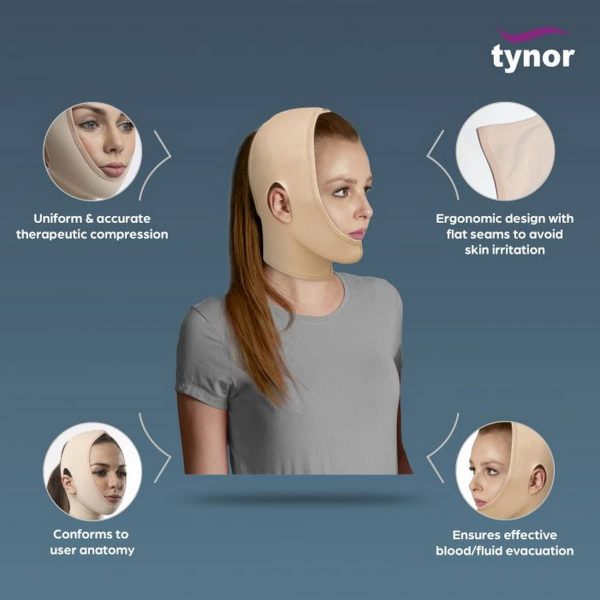 Tynor Compression Garment Face Open Hood, Beige (1 Unit) - Image 2