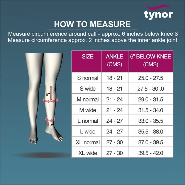 Tynor Compression Garment Leg Below Knee Closed Toe, Beige (1 Pair) - Image 3
