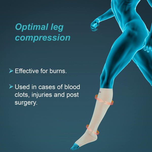Tynor Compression Garment Leg Below Knee Open Toe, Beige (1 Pair) - Image 4