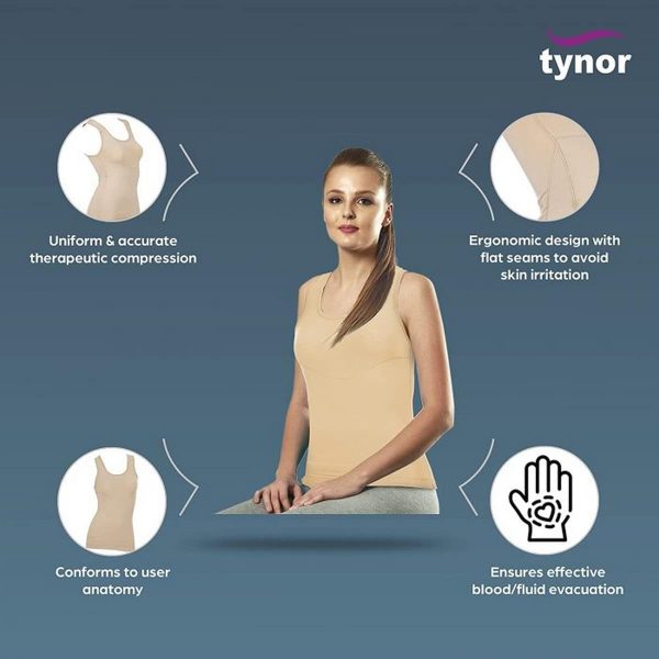Tynor Compression Garment Vest (Sleeveless) Beige, (1 Unit) - Image 3