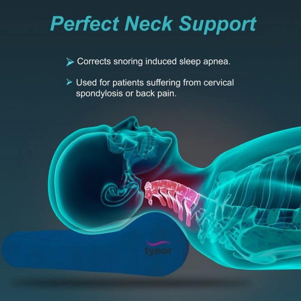 Tynor Contoured Cervical Pillow Memory Foam, Blue, Universal (1 Unit) - Image 2