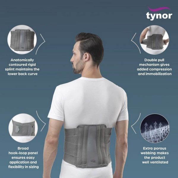 Tynor Contoured L.S. Support, Grey (1 Unit) - Image 2