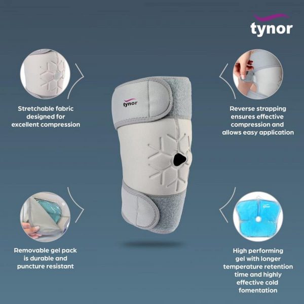 Tynor Cool Pack Knee Wrap, Grey (1 Unit) - Image 2