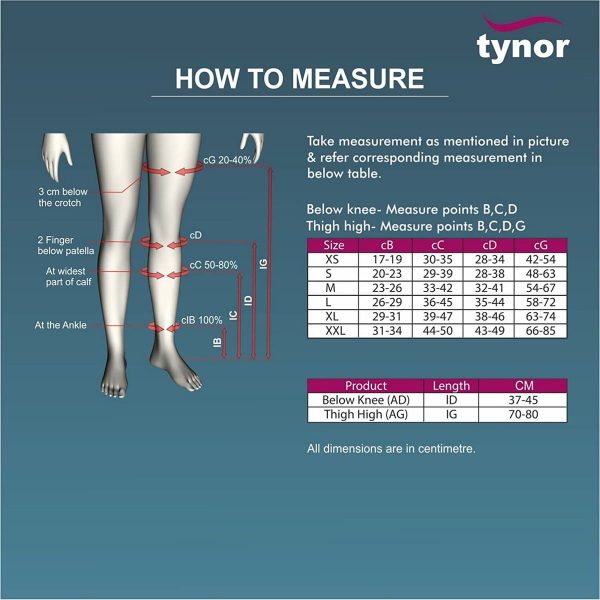 Tynor D.V.T. Stockings Knee High (Pair), White (1 Pair) - Image 4