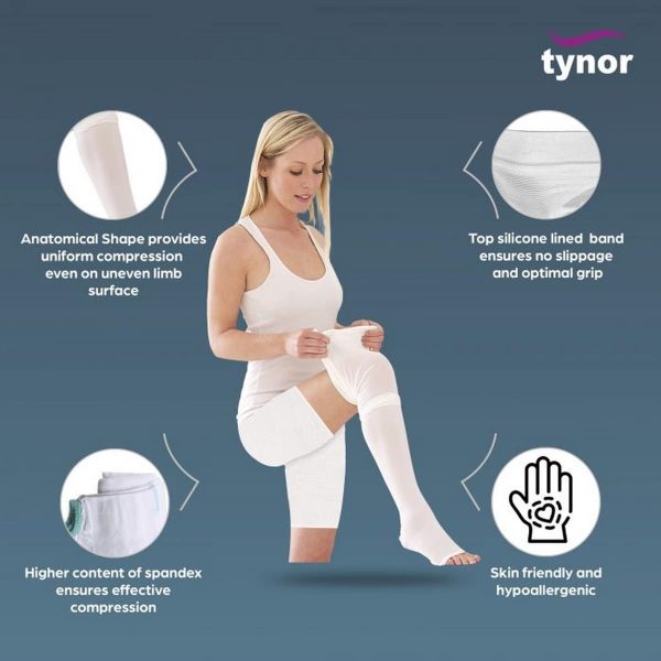 Tynor D.V.T. Stockings Thigh High (Pair), White (1 Pair) - Image 3