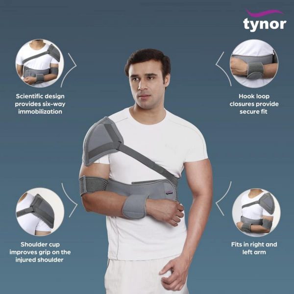 Tynor Elastic Shoulder Immobiliser, Grey (1 Unit) - Image 3