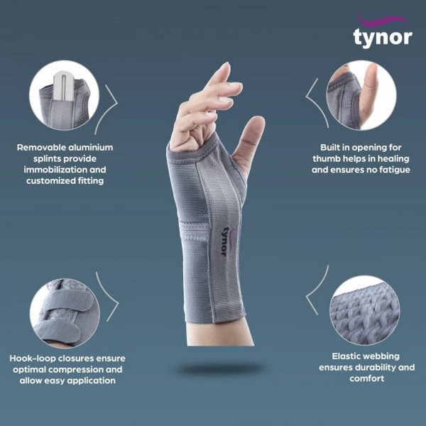 Tynor Elastic Wrist Splint, Grey (1 Unit) - Image 3