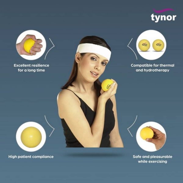 Tynor Exercising Ball PU Neuro, Yellow (1 Unit) - Image 3