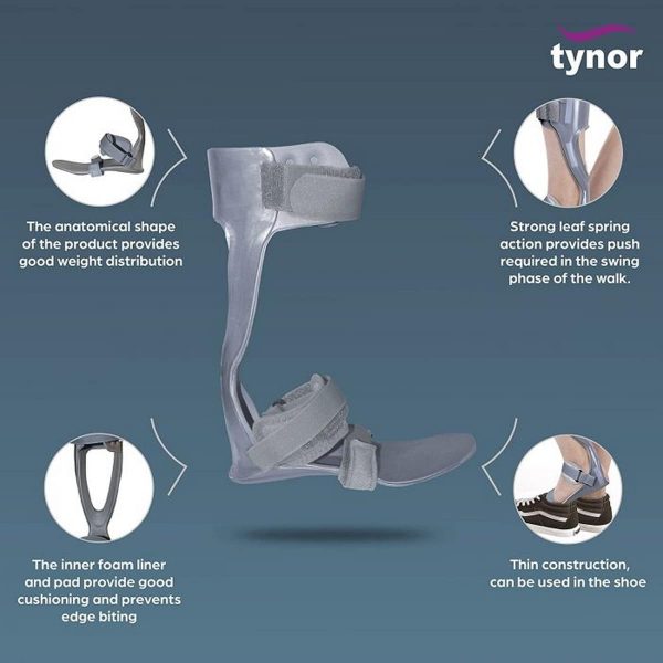 Tynor Foot Drop Splint, Grey (1 Unit) - Image 2