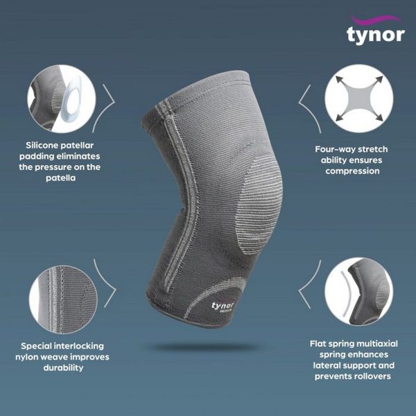Tynor Knee Cap With Patellar Ring, Grey (1 Unit) - Image 2