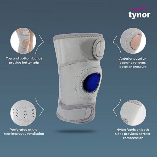 Tynor Knee Support Sportif (Neoprene), Grey (1 Unit) - Image 3
