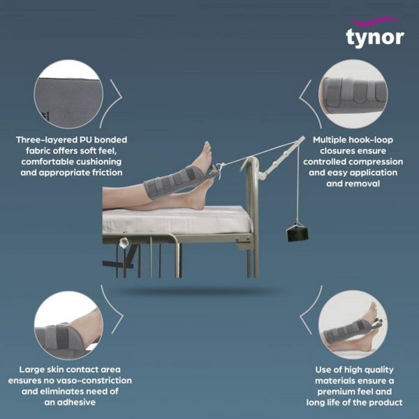 Tynor Leg Traction Brace, Grey (1 Set) - Image 2
