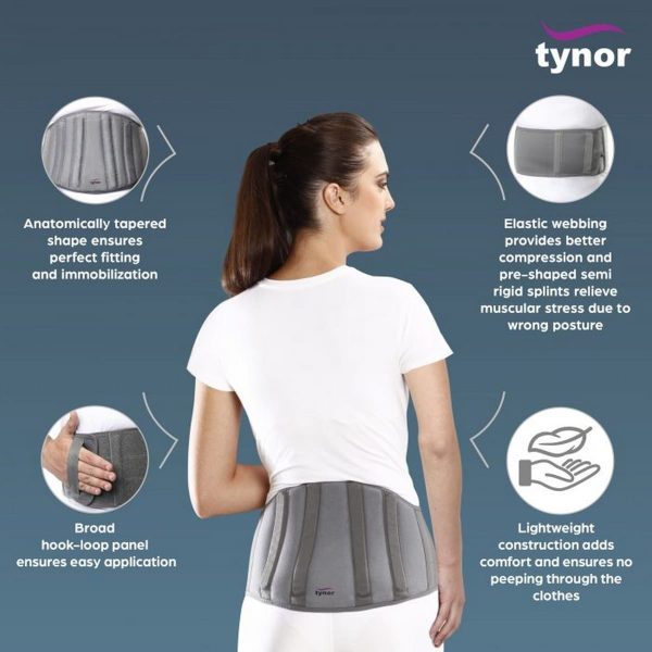 Tynor Lumbo Support, Grey (1 Unit) - Image 3