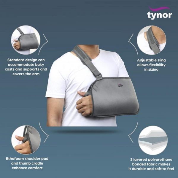 Tynor Pouch Arm Sling Baggy, Grey (1 Unit) - Image 3
