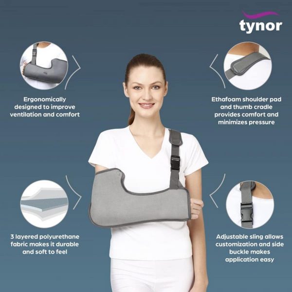Tynor Pouch Arm Sling Tropical, Grey (1 Unit) - Image 3