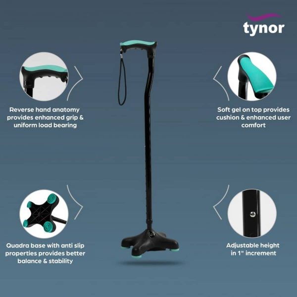 Tynor Quadra Stick, Silver (1 Unit) - Image 5