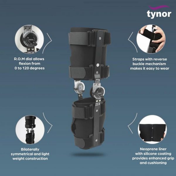 Tynor R.O.M. Knee Brace 22″/56cm, Black (1 Unit) - Image 5