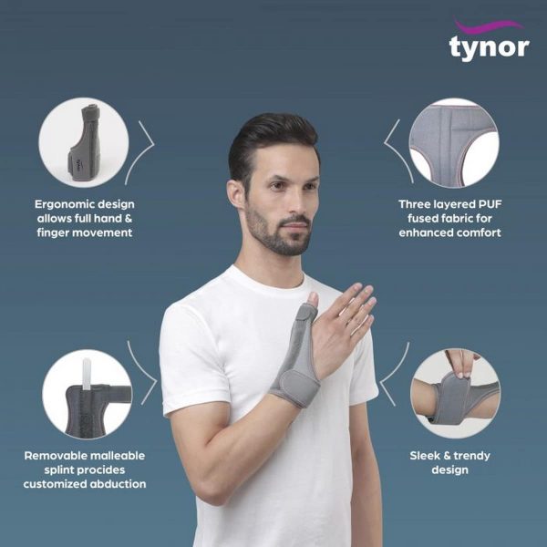 Tynor Thumb Spica Splint, Grey (1 Unit) - Image 3