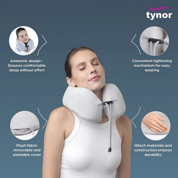 Tynor Travel Pillow, Grey (1 Unit) - Image 4