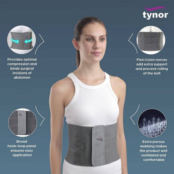 Tynor Tummy Trimmer/Abdominal Belt 8″/20cm, Grey (1 Unit) - Image 2