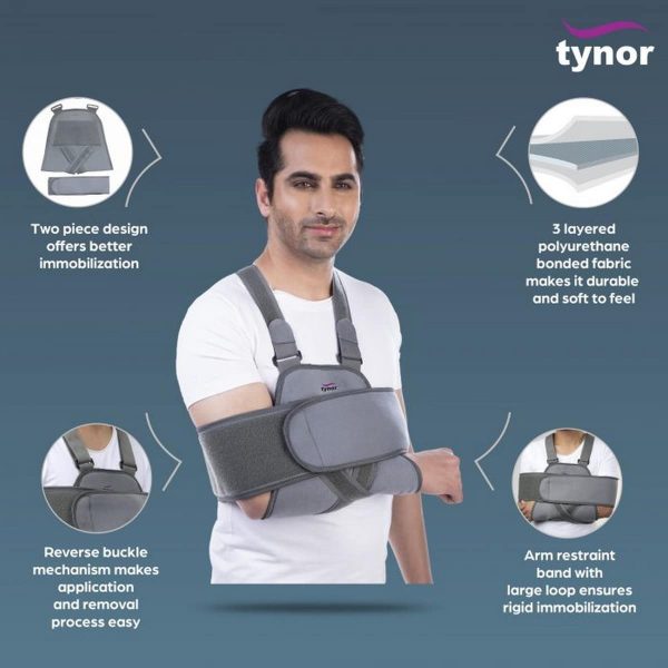 Tynor Universal Shoulder Immobiliser, Grey (1 Unit) - Image 2