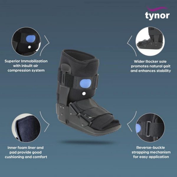 Tynor Walker Boot Air Short, Black (1 Unit) - Image 3