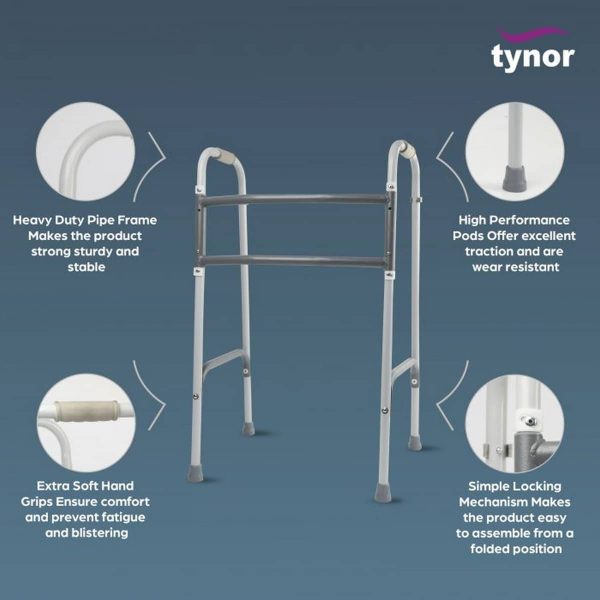 Tynor Walker Foldable Ergo, Silver (1 Unit) - Image 3