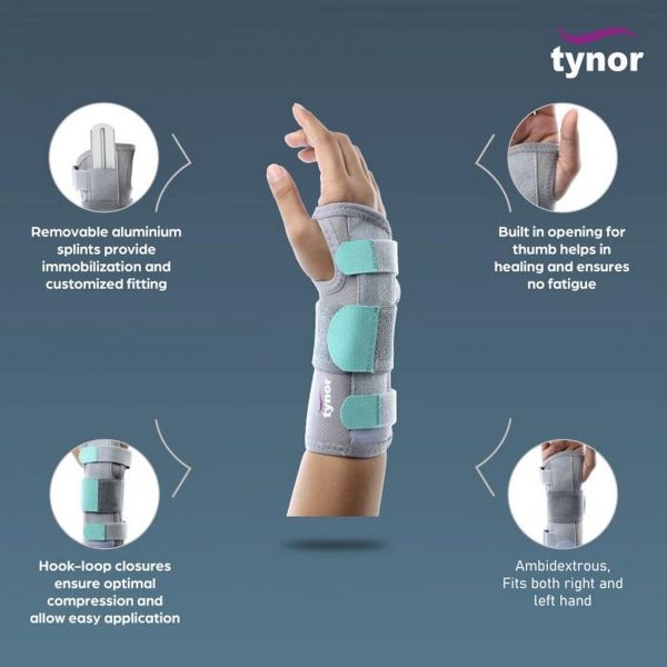 Tynor Wrist Splint Ambidextrous, Grey (1 Unit) - Image 3