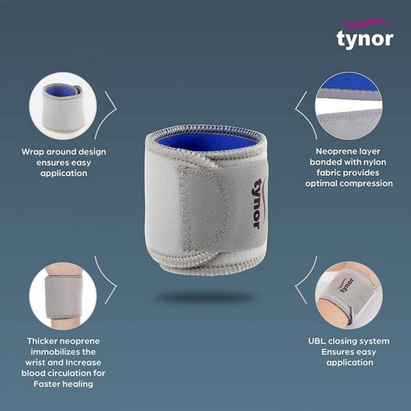 Tynor Wrist Wrap Neoprene, Grey (1 Unit) - Image 3