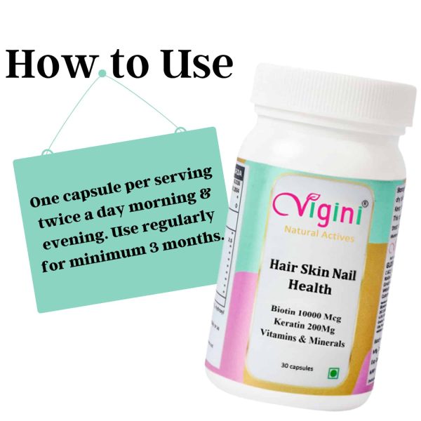 Vigini Biotin 10000 mcg Hair Growth, Glowing Skin & Nail Capsules - Image 3