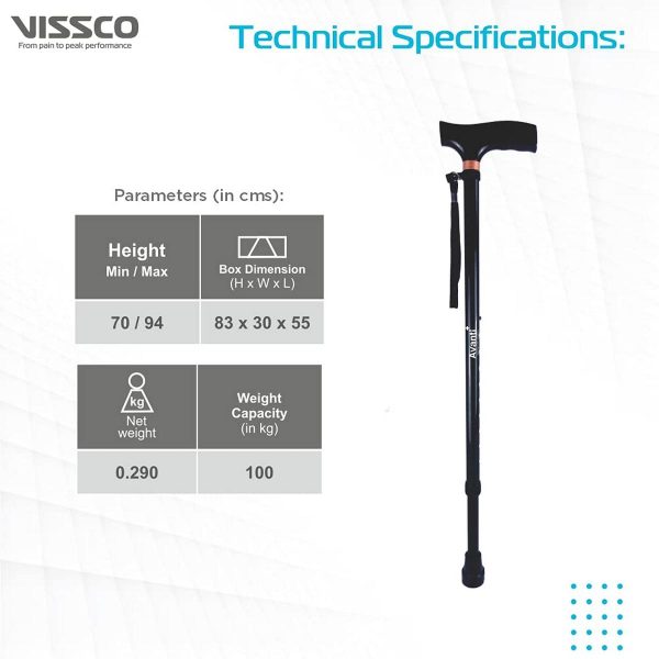 Vissco Avanti T Shape Aluminum Walking Stick - Image 6