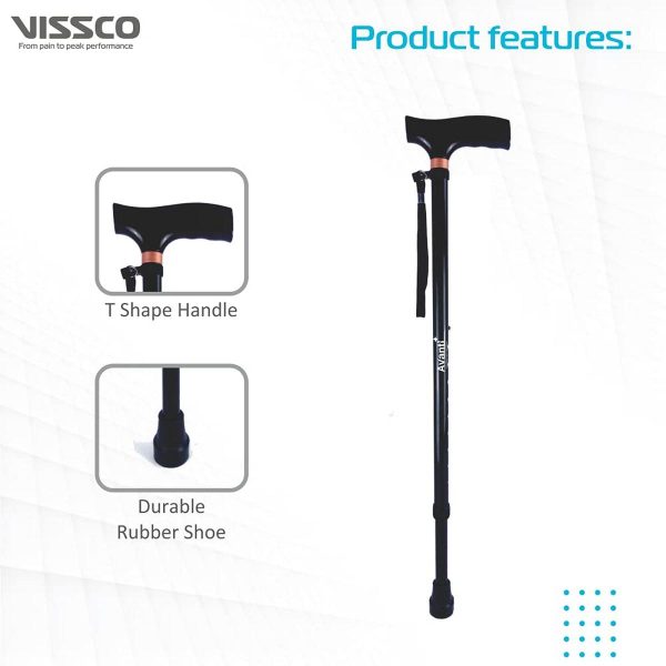 Vissco Avanti T Shape Aluminum Walking Stick - Image 2